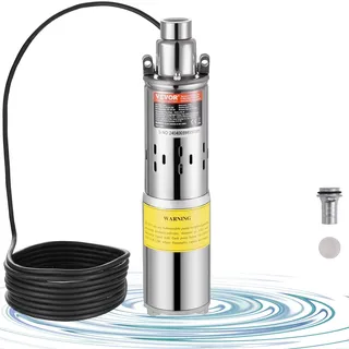 Vevor Solar Wasserpumpe, 24 V DC, 277 W, Tiefbrunnenpumpe, max. Durchfluss 2,1 m3/H, max. Förderhöhe 83 m, max. Eintauchtiefe 20 m, Bewässerung von Bauernhöfen, Tränken von Nutztieren