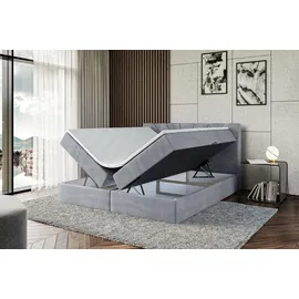 altdecor Boxspringbett mit H3 Matratze und Topper - 120 x 200 cm - MILTIO - Grau Samt - Polsterbett mit Bettkasten und Lattenrost, Bett mit Stauraum - Grau