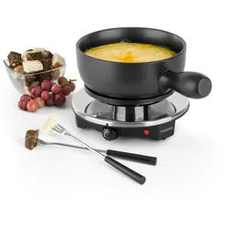 Klarstein Sirloin Fondue-Set Raclette 1200 Watt Keramiktopf Edelstahlgabeln Schwarz