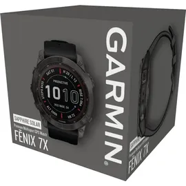 Garmin Fenix 7X Sapphire Solar schiefergraues DLC-Titan mit schwarzem Armband