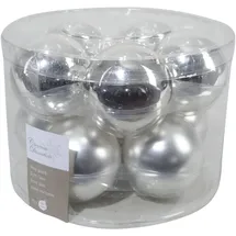 Kaemingk Christmas Decorations 10 Stück Weihnachtskugeln aus Glas 6 cm, Silber