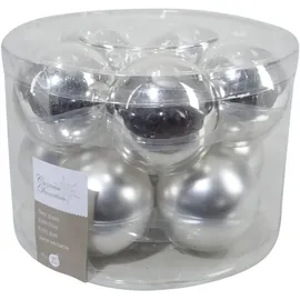 Kaemingk Christmas Decorations 10 Stück Weihnachtskugeln aus Glas 6 cm, Silber