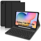 Hofsos Schutzhülle mit spanischer Tastatur Ñ für Samsung Galaxy Tab S6 Lite, dünne Hülle mit Stifthalter, magnetische Tastatur für Galaxy S6 Lite, Schwarz