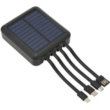 Solar Power Bank, Tragbares Ladegerät Solar Phone Power Bank 20000 MAh Zum Wandern, Reisen, Zwei Lademethoden, USB, USB C, Micro-USB-Anschluss (Schwarz)