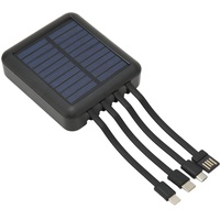 Solar Power Bank, Tragbares Ladegerät Solar Phone Power Bank 20000 MAh Zum Wandern, Reisen, Zwei Lademethoden, USB, USB C, Micro-USB-Anschluss (Schwarz)