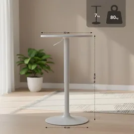 CLP Stehtisch rund höhenverstellbar Ø 52 cm Weiß