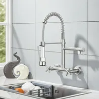 Küchenarmatur Wandarmatur Ausziehbar Brause Wasserhahn Mischbatterie Edelstahl