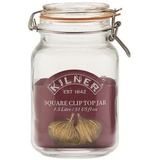 Kilner Bügelverschluss Glas | 1,5 L | Quadratisch | Vorratsgläser mit Deckel luftdicht | mit Gummidichtung | Glas mit Deckel für Gewürze oder Gemüse | Spülmaschinengeeignet