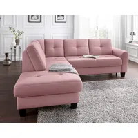 sit&more Ecksofa »Varese L-Form« mit Federkern, wahlweise mit Bettfunktion und Stauraum rosa