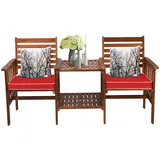Costway Gartenbank 165 x 65 x 88 cm Braun/Rot