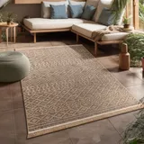 Paco Home Teppich »Cologne 495«, rechteckig, 11 mm Höhe, Flachgewebe, meliert, Rauten Motiv, mit Fransen, Outdoor geeignet beige