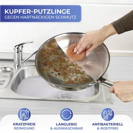 Maximex Reinigungsschwamm MAXIMEX "Kupfer-Putzlinge", braun (kupferfarben), H:2,2cm Ø:9cm, Edelstahl, Schwämme, entfernen hartnäckigen Schmutz, Eingebranntes und Rost, rostfrei