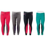 Pfiff Unisex Kinder Pfiff 102603 Kinder Reitleggings Ella Stoff Besatz Mädchenreithose, Blau / Pink 152 Reithose, Blau/Pink, EU