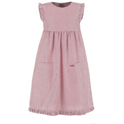 modAS Sommerkleid Kinder Kleid gestreift mit Rüschen – Mädchenkleid mit Streifen rot|weiß