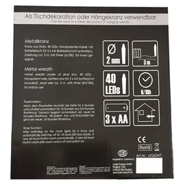Mojawo LED Hängekranz / Türkranz LED Kranz Tischkranz Ø30cm warmweiß