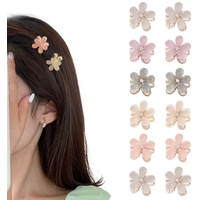 IUDWCG 12 Pcs Mini Katzenaugen-Perlen-Haarspangen, niedliche Haarspangen Blumen-Haarspangen Damen-Mädchen-Haar-Accessoires Tägliche Party-Hochzeit (gemischte Farben)