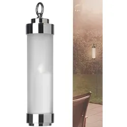 Sompex Gartenlaterne hängend mit Stab Chrom Glas gefrostet Grablicht