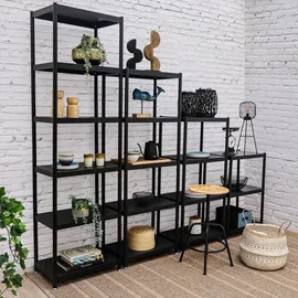 shelfr Raumteiler Regal 244 x 41 x 210 cm Schwarz