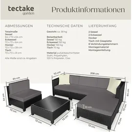 Tectake Aluminium Rattan Lounge schwarz