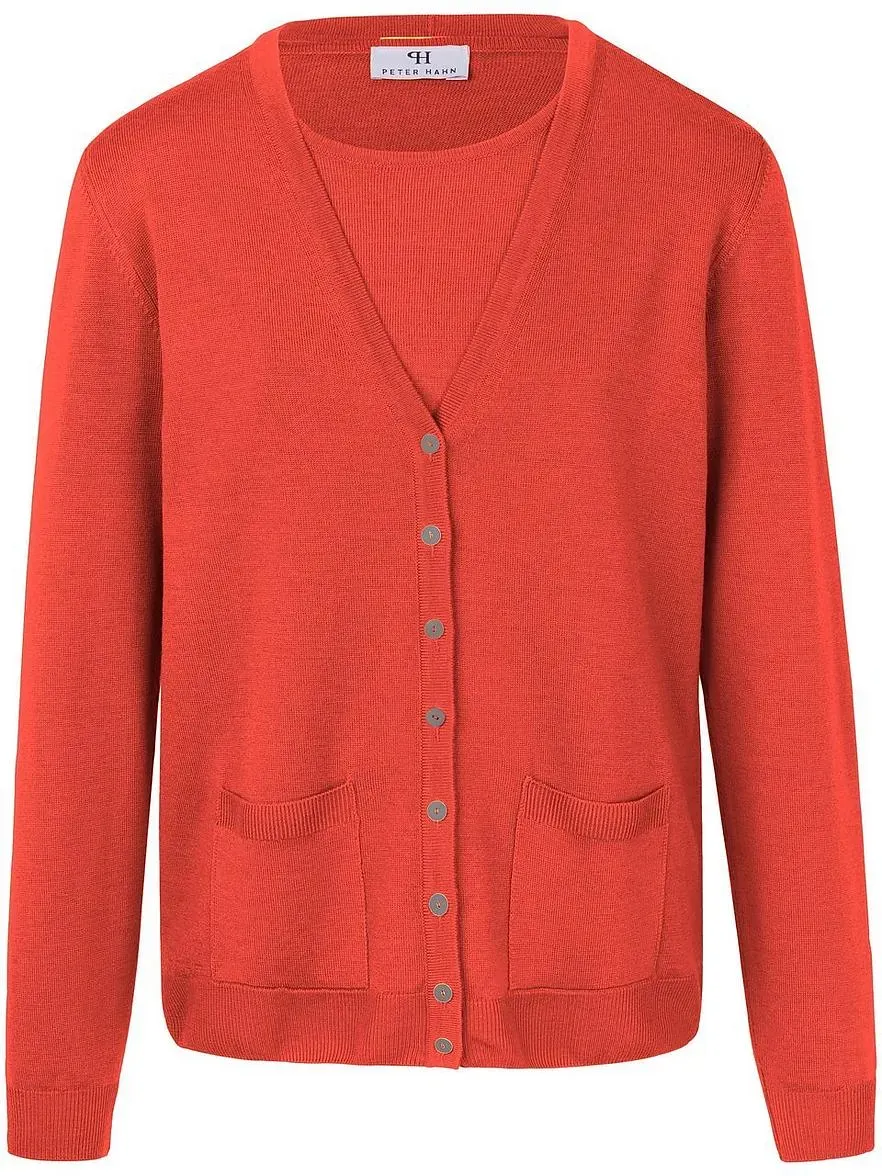 Twinset aus 100% Schurwolle-Pure Tasmanian Wool Peter Hahn rot, 52