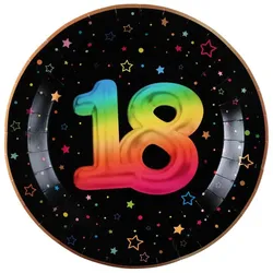 6 Teller 18. Geburtstag bunt Pappteller