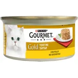 GOURMET Gold Nassfutter für Erwachsene Katzen, Tortino mit Huhn, 24 Dosen à 85 g