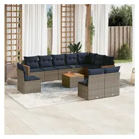 vidaXL Gartensofa-Set 11-tlg. grau Polyrattan