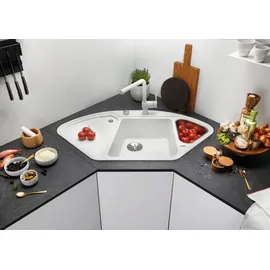 Blanco Blancodelta II rechts Einbauspüle vulkangrau Handbetätigung 1000 x 500 mm