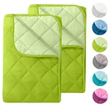 Wometo 2 Stück Microfaser Sommer Steppbett im Wende-Design 135x200 – grün und hellgrün Kochfest 95° Leichtsteppbett I ohne Bezug verwendbar I 2er Set