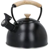 La Cafetière Wasserkessel La Cafetière, Edelstahl 18/10 (1-tlg), pfeifend, mit Holzgriff, 1,6 Liter, Induktion - 2 Jahre Gewährleistung - mind. 14 Tage Rückgaberecht - Schwarz