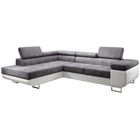 Furnix Ecksofa Zante Eckcouch L-Form Sofa mit Schlaffunktion Eco-Leder-Plüschlook, mit Relaxfunktion grau