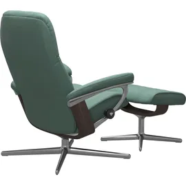 Stressless Relaxsessel STRESSLESS "Consul", grün (aqua grün paloma), B:91cm H:102cm T:79cm, Leder PALOMA: PALOMA ist ein durchgefärbtes Semianilin-Möbelleder mit natürlicher Narbung., Sessel, Relaxsessel, mit Cross Base, Größe S, M & L, Holzakzent Wenge