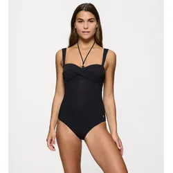 Badeanzug TRIUMPH "Summer Twist OPD", Damen, Gr. 42, Cup E, schwarz, Microfaser, Obermaterial: 77% Polyamid, 23% Elasthan, elegant, Badeanzüge, Eleganz und Komfort