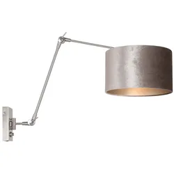 Wandlampe Schlafzimmerleuchte Gelenkleuchte verstellbar Stahl Textil taupe Kabel