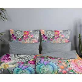Muller Textil Olinga Blumen/Mandala Grau 135 x 200 cm + 2 x 80 x 80 cm