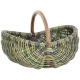Einkaufskorb/Bügelkorb/Shopper aus echtem Rattan, Henkel- Trage-Korb leicht und stabil (Grün Blau Mix)