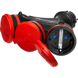 Plastrol Schuko-Steckdose 3-fach Schwarz-Rot