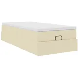 vidaXL Ottoman-Bett mit Matratze Creme 100x200 cm Stoff