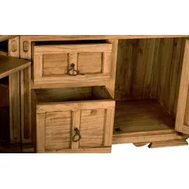 MiaMöbel Mexico Eck-Schreibtisch Massivholz Pinie Mexiko Möbel Mexikanisch