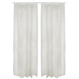 OTTO home Gardine OTTO HOME "Kym" Gr. 4, beige (beige, weiß), B:135cm H:245cm, Leinen, Polyester, Gardinen, Gardine, Halbtransparent, Multifunktionalband, Pflegeleicht, stilvoll