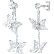 Elli Ohrringe 925 Sterling Silber Schmetterling Natur mit Kristallen in Weiß | Gr.: onesize