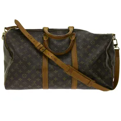 LOUIS VUITTON Vintage Keepall 50 mit Schulterriemen Monogram Echtleder Umhängetasche Braun - One-Size