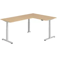 Bümö Eckschreibtisch, Eiche, Silber, Nachbildung,Eiche, Rechteckig, 160x74x240 cm, FSC