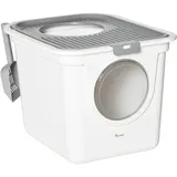 PawHut Katzentoilette mit Deckel 44 x 55 x 39 cm Grau/Weiß