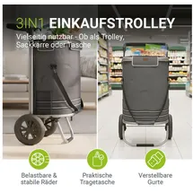 Juskys 3in1 Einkaufstrolley Grau 56 L