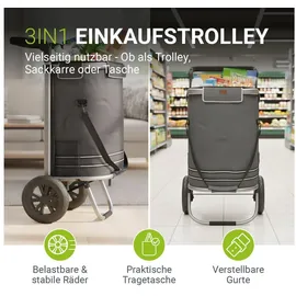 Juskys 3in1 Einkaufstrolley Grau 56 L