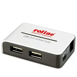 ROLINE USB 2.0 Hub Black and White", 4 Ports, mit Netzteil"