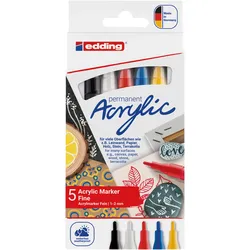 edding 5300 Acrylmarker fein 5er-Set basic