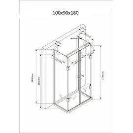 Buylando Emma U-Duschkabine 90 x 180 cm mit Duschtasse D648360641500