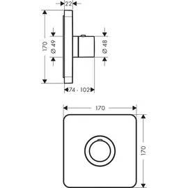 Hansgrohe ShowerSelect Soft Thermostat Highflow Unterputz für 1 Verbraucher Mattschwarz 36711670